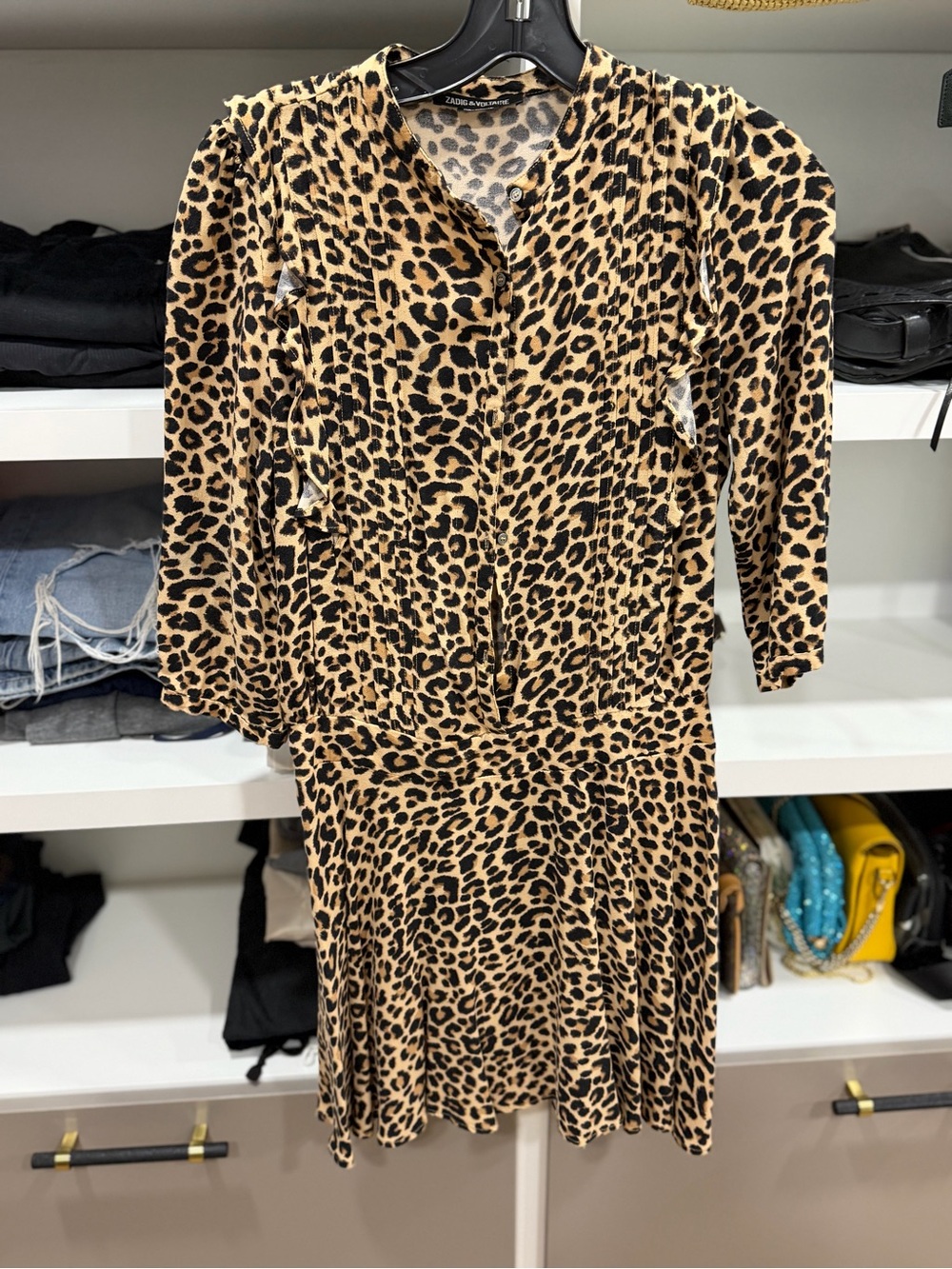 Zadig & Voltaire Leopard-Print Mini Dress in Tan and Black